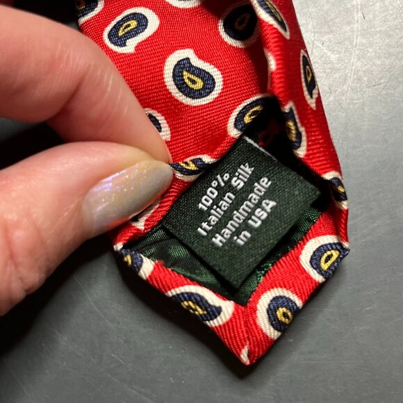 Italian Silk J. Crew Tie Red Paisley - Picture 2 of 4